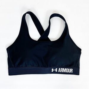 Under Armour Compression Black Sports Bra Cross Back Padded Size L